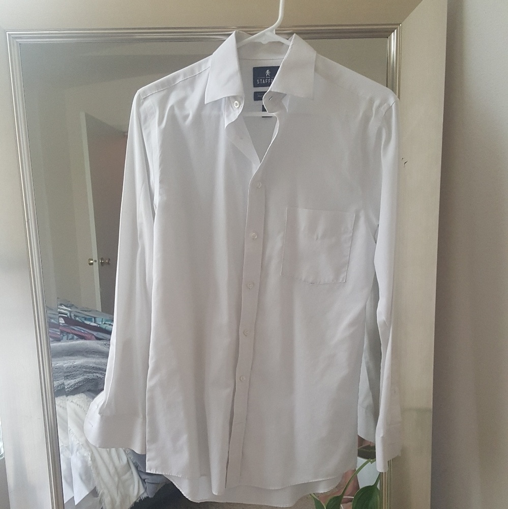 White men's button down dress shirt